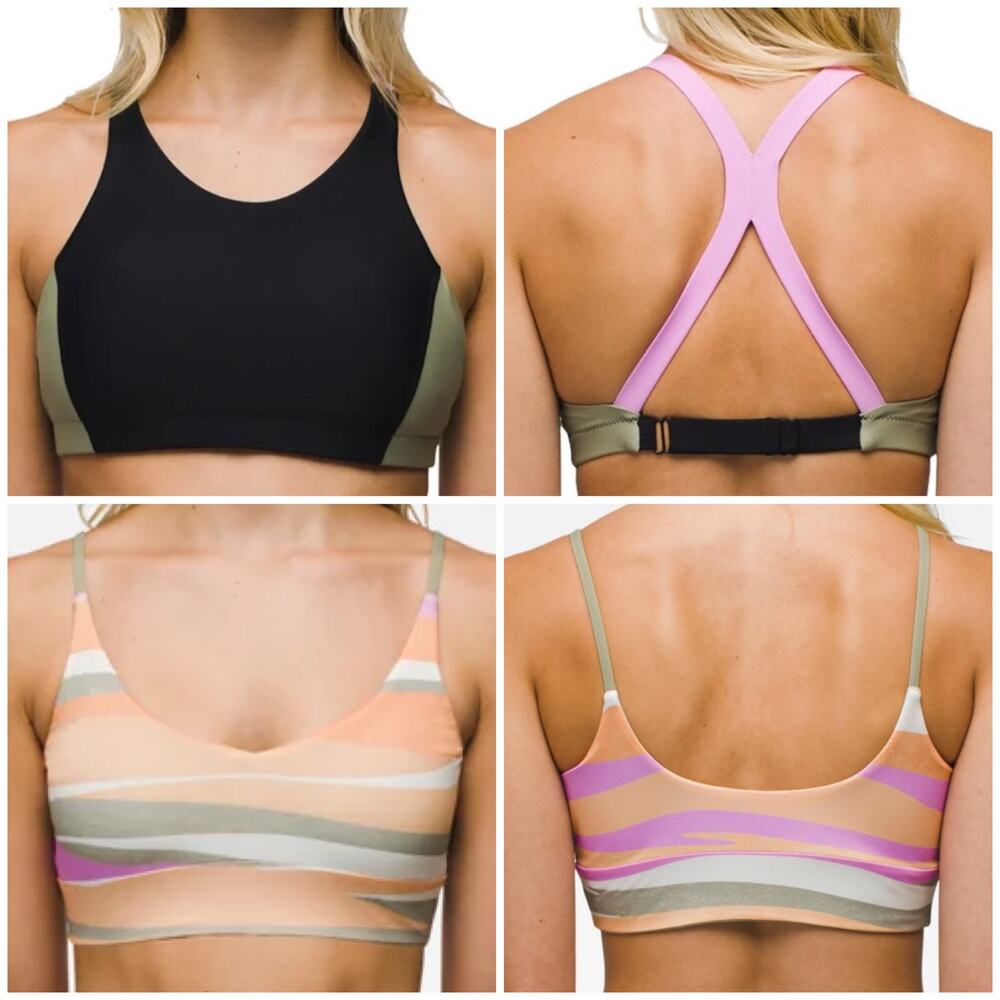 Prana Baja Bound & Willow Falls Reversible Top Small Black Color Block Waves Set